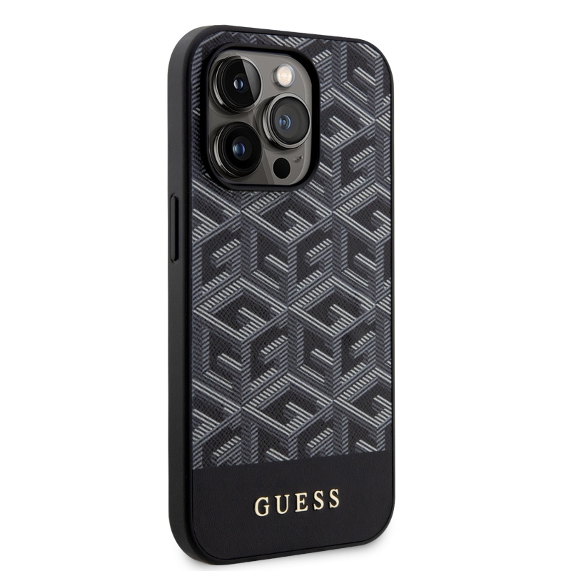 Guess PU G Cube MagSafe Zadný Kryt pre iPhone 15 Pro Black