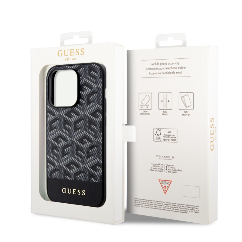 Guess PU G Cube MagSafe Zadný Kryt pre iPhone 15 Pro Black