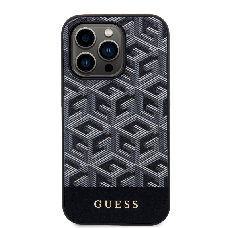 Guess PU G Cube MagSafe Zadný Kryt pre iPhone 15 Pro Black