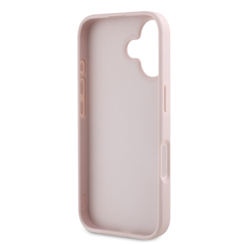 Guess PU zrnitý 4G kovový zadný kryt s logom pre iPhone 16 Pink
