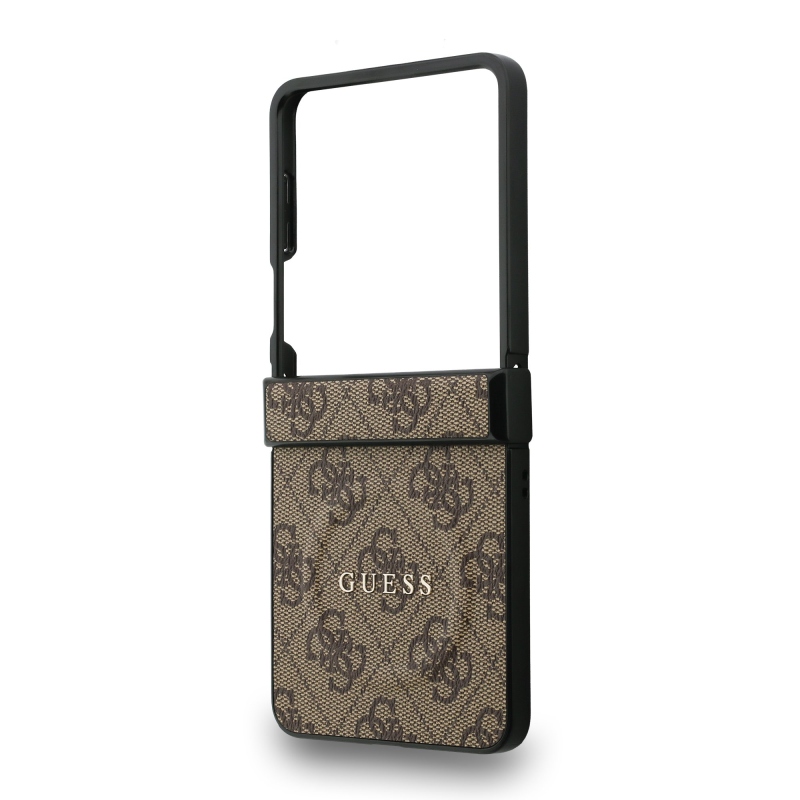Guess PU kožený 4G farebný magnetický zadný kryt pre Samsung Galaxy Z Flip 7 Brown