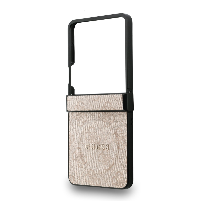 Guess PU kožený 4G farebný magnetický zadný kryt pre Samsung Galaxy Z Flip 7 Pink