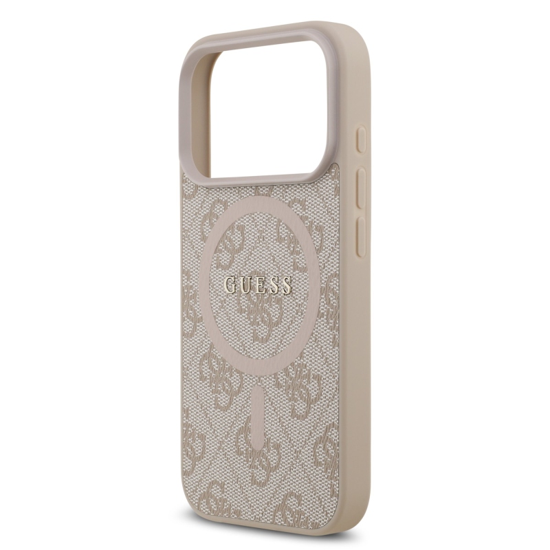 Guess PU kožený zadný kryt 4G Colored Ring MagSafe pre iPhone 17 Pro Pink