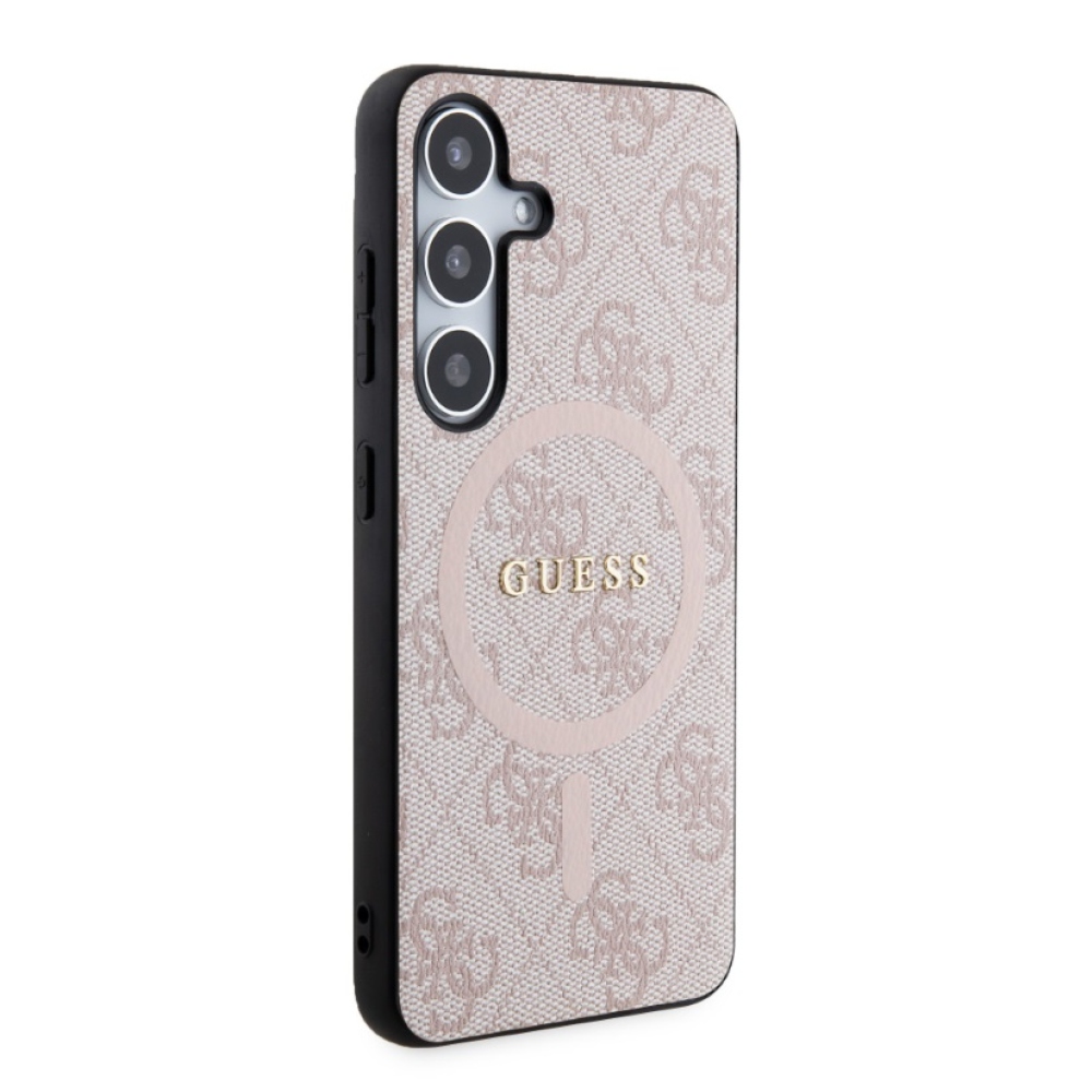 Guess PU Leather 4G Colored Ring MagSafe Zadný Kryt pre Samsung Galaxy S24 Pink