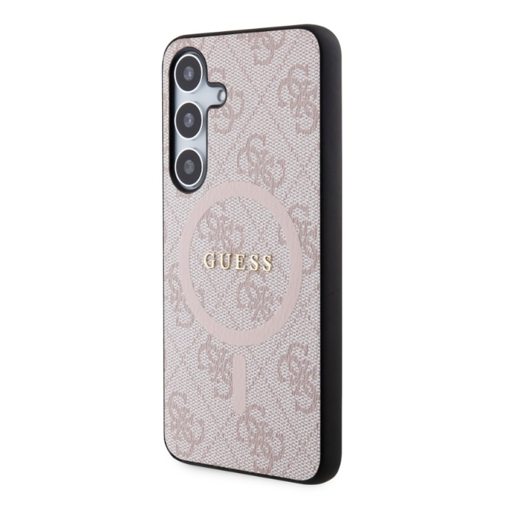 Guess PU Leather 4G Colored Ring MagSafe Zadný Kryt pre Samsung Galaxy S24 Pink
