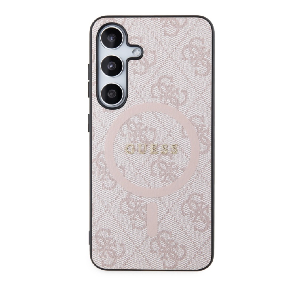 Guess PU Leather 4G Colored Ring MagSafe Zadný Kryt pre Samsung Galaxy S24 Pink
