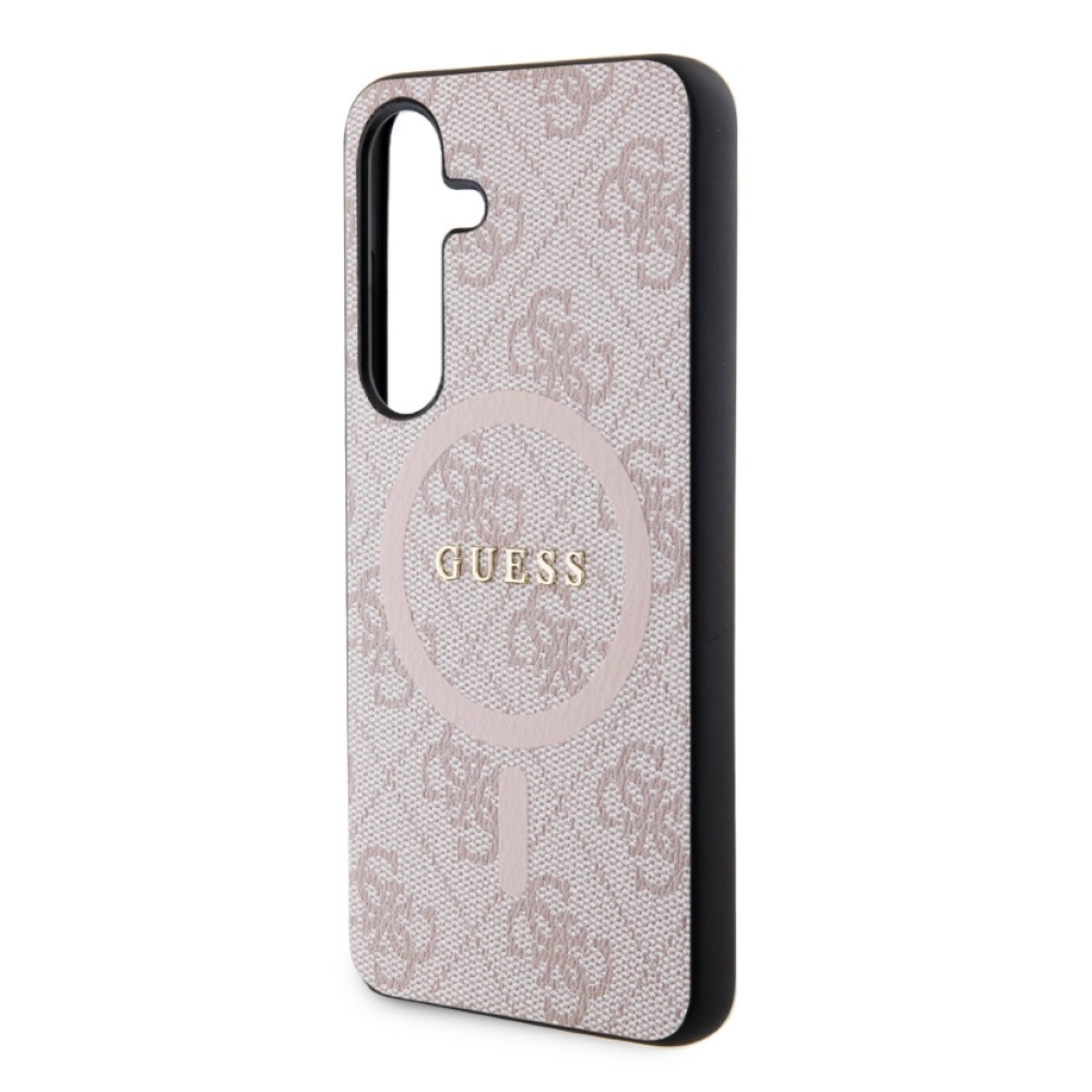 Guess PU Leather 4G Colored Ring MagSafe Zadný Kryt pre Samsung Galaxy S24 Pink