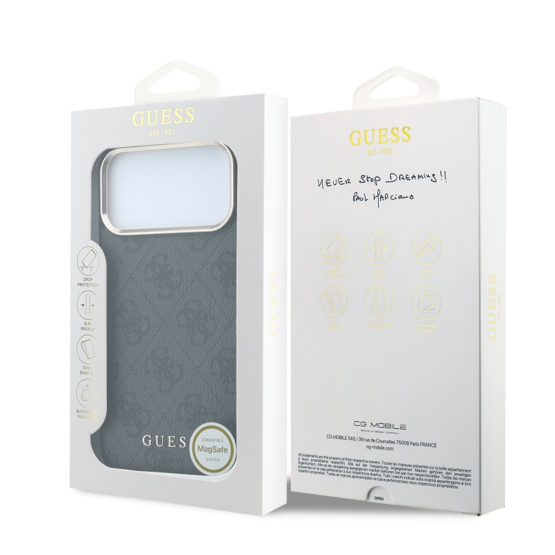 Guess PU Leather 4G Gold Frame MagSafe zadný kryt pre iPhone 18 Pro, čierny