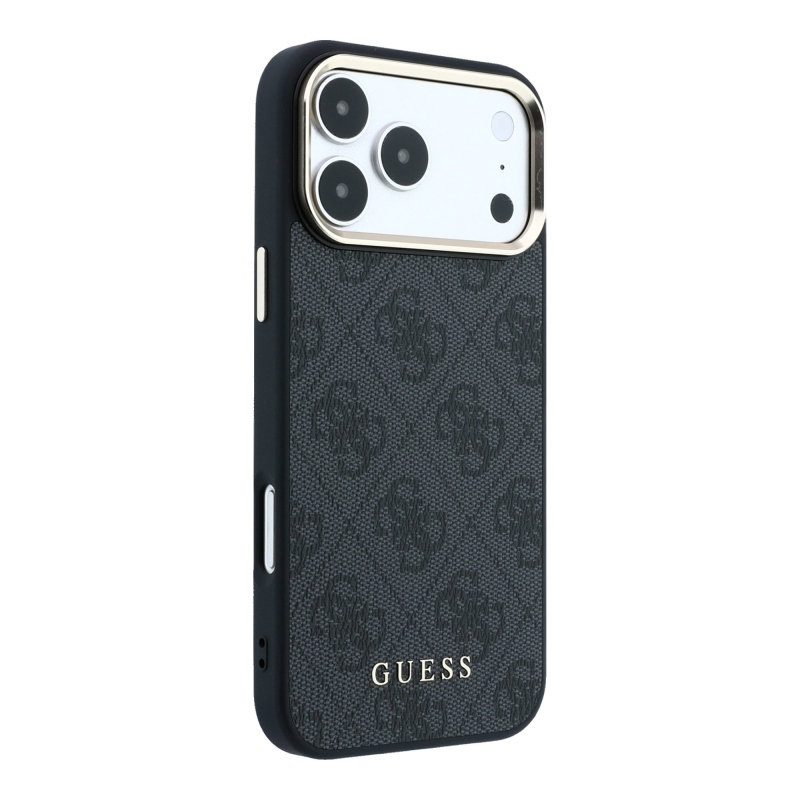 Guess PU Leather 4G Gold Frame MagSafe zadný kryt pre iPhone 18 Pro Max, čierny
