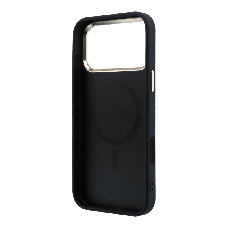 Guess PU Leather 4G Gold Frame MagSafe zadný kryt pre iPhone 18 Pro Max, čierny