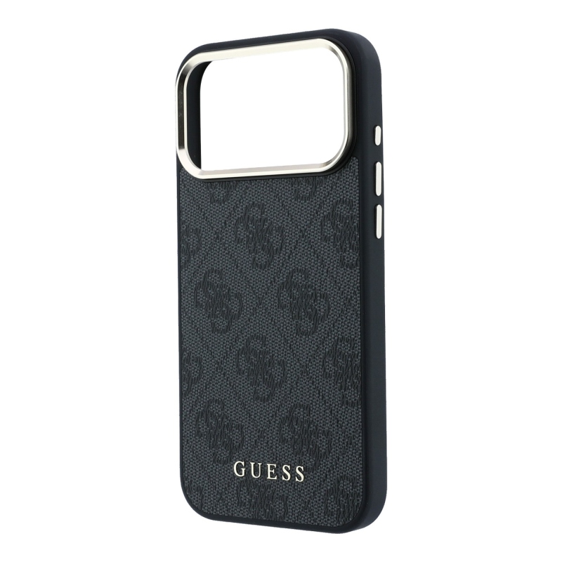 Guess PU Leather 4G Gold Frame MagSafe zadný kryt pre iPhone 18 Pro Max, čierny