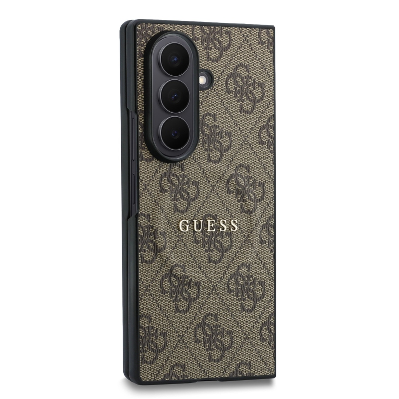 Guess PU koža 4G magnetický zadný kryt pre Samsung Galaxy Z Fold 8 Ultra Brown