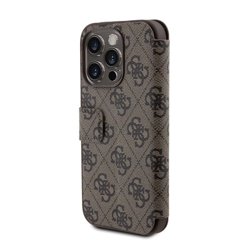 Guess PU Leather 4G Metal Logo Book Puzdro pre iPhone 15 Pro Max Brown