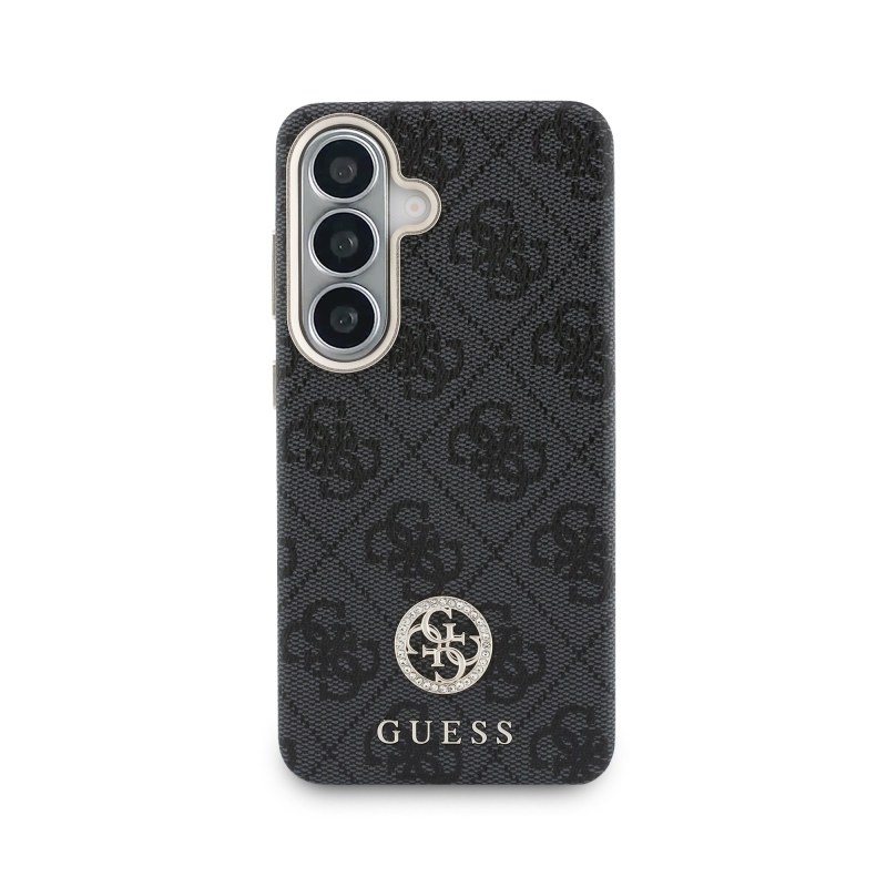 Guess PU Leather 4G Strass Logo Gold Frame Magnetic Back Cover pre Samsung Galaxy S26 Black
