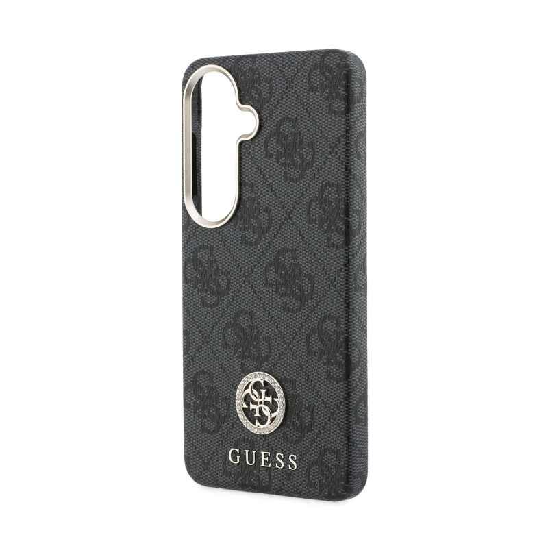 Guess PU Leather 4G Strass Logo Gold Frame Magnetic Back Cover pre Samsung Galaxy S26 Black