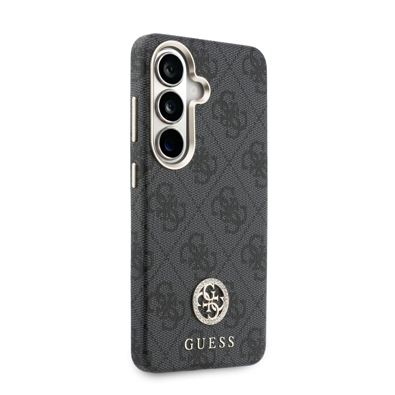 Guess PU Leather 4G Strass Logo Gold Frame Magnetic Back Cover pre Samsung Galaxy S26 Black