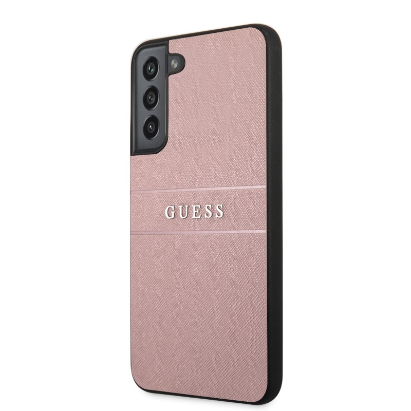 Guess PU Leather Saffiano Zadný Kryt pre Samsung Galaxy S22+ Pink