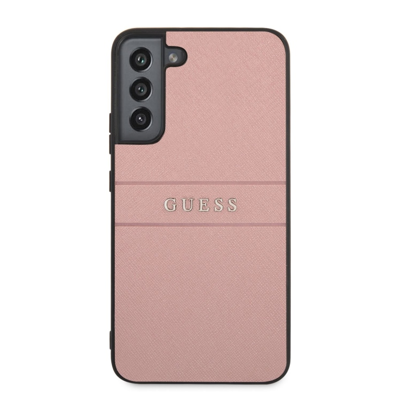 Guess PU Leather Saffiano Zadný Kryt pre Samsung Galaxy S22+ Pink