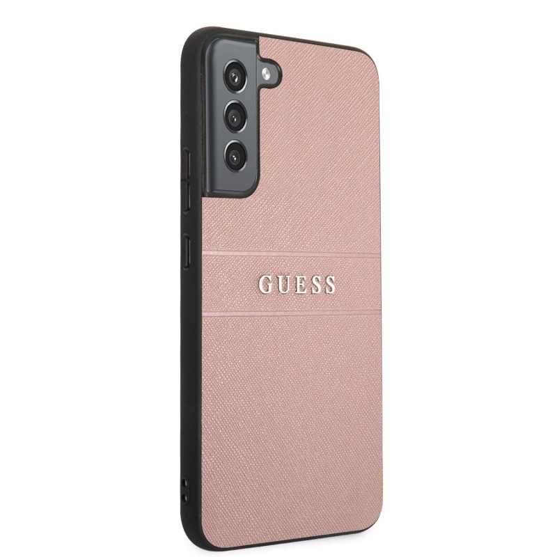 Guess PU Leather Saffiano Zadný Kryt pre Samsung Galaxy S22+ Pink