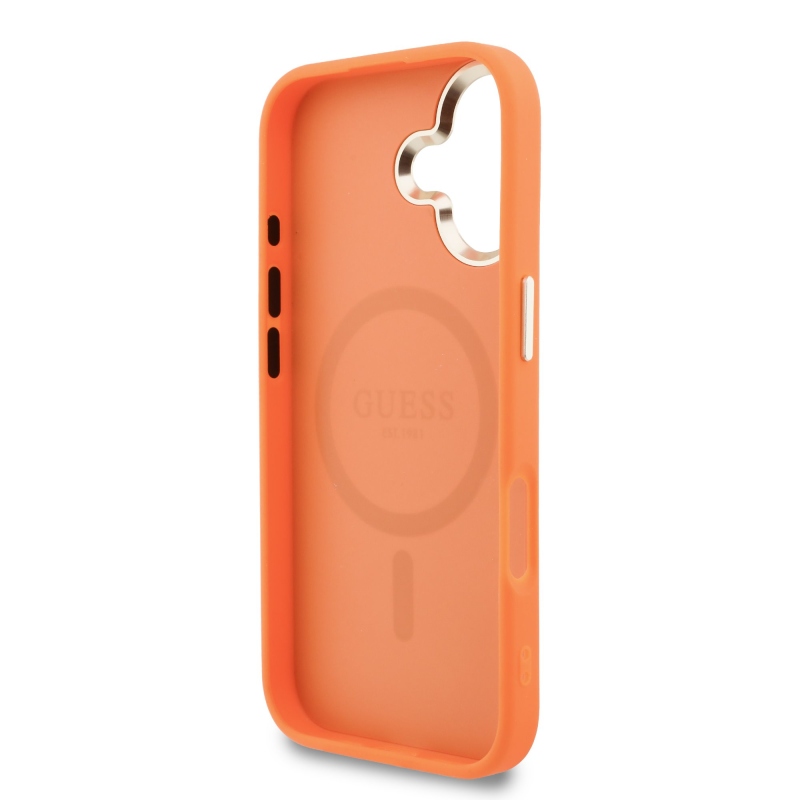 Guess PU perforovaný zadný kryt 4G pre iPhone 17 Orange