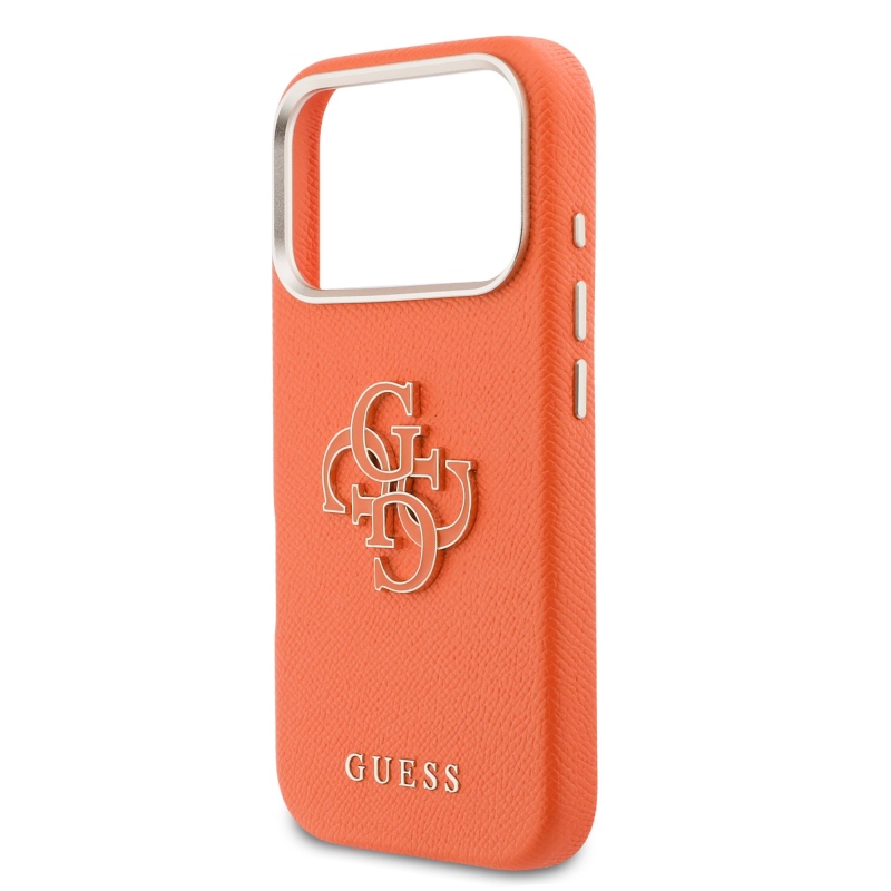 Guess PU Resin Logo – zadný kryt pre iPhone 17 Pro, oranžový
