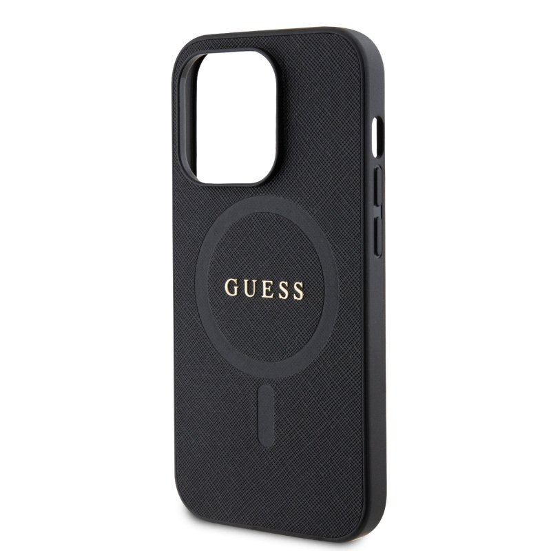 Guess PU Saffiano MagSafe Zadný Kryt pre iPhone 15 Pro Black