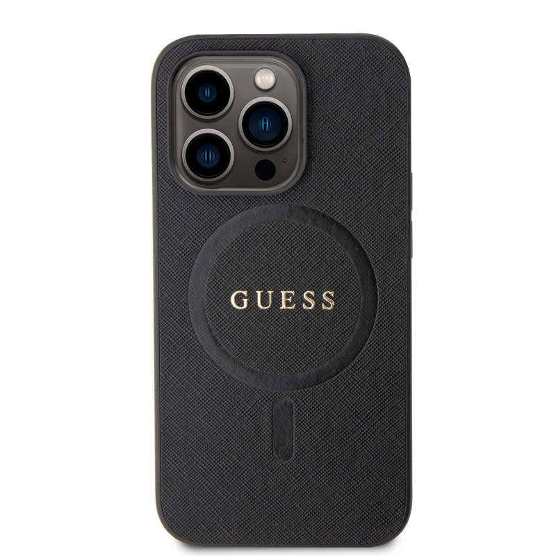 Guess PU Saffiano MagSafe Zadný Kryt pre iPhone 15 Pro Black