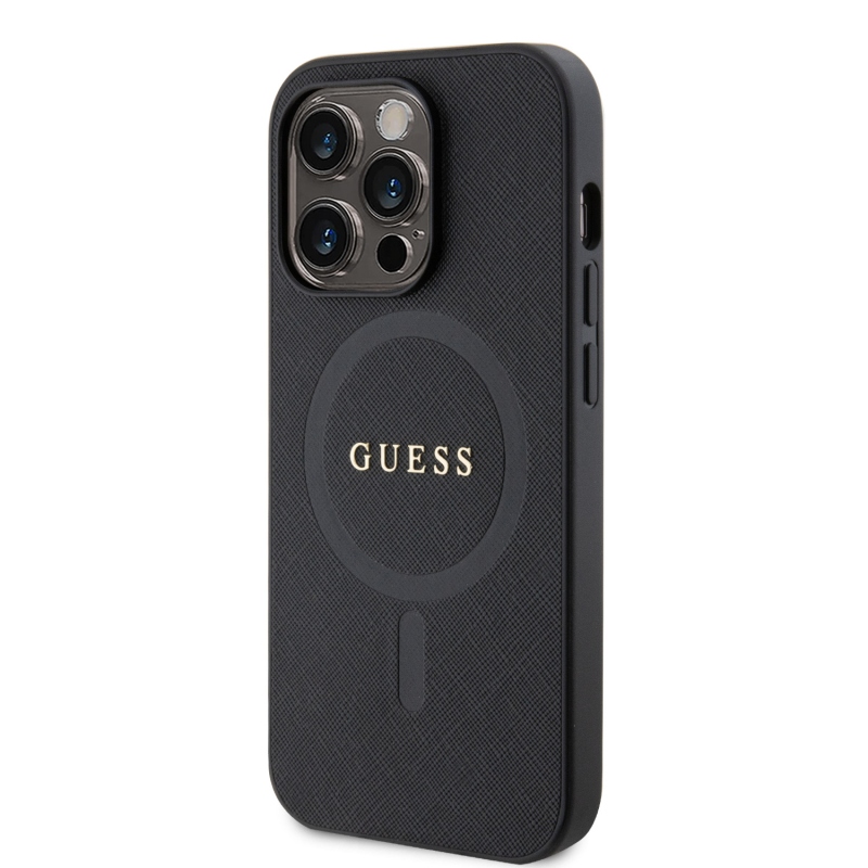 Guess PU Saffiano MagSafe Zadný Kryt pre iPhone 15 Pro Black