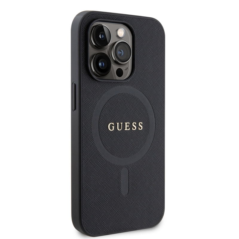 Guess PU Saffiano MagSafe Zadný Kryt pre iPhone 15 Pro Black