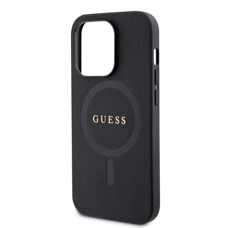 Guess PU Saffiano MagSafe Zadný Kryt pre iPhone 15 Pro Max Black