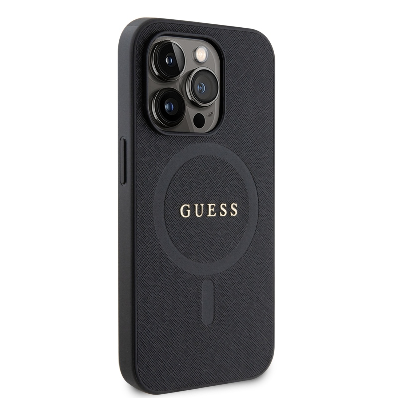 Guess PU Saffiano MagSafe Zadný Kryt pre iPhone 15 Pro Max Black