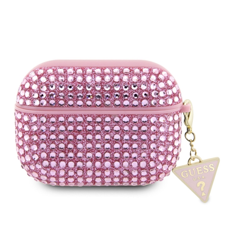 Guess Rhinestones Triangle Metal Logo Puzdro pre Airpods Pro 2 Pink