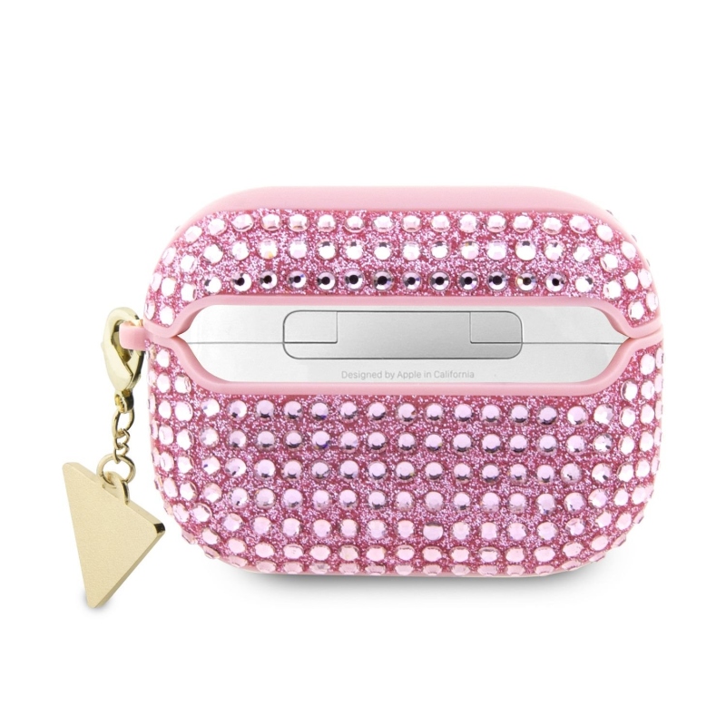Guess Rhinestones Triangle Metal Logo Puzdro pre Airpods Pro 2 Pink