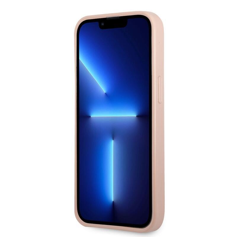 Guess saffiano gélový obal s pevným chrbtom na iPhone 13 Pro - ružový