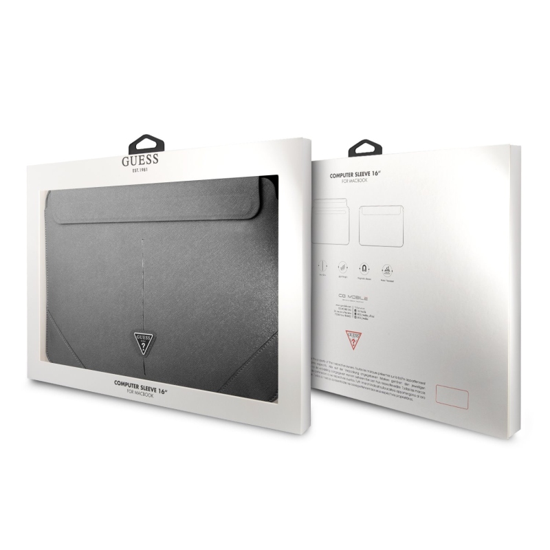Guess Saffiano Triangle Metal Logo Computer Sleeve 16