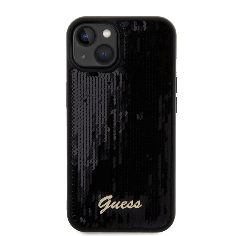 Guess Sequin Script Logo Zadný Kryt pre iPhone 13 Black