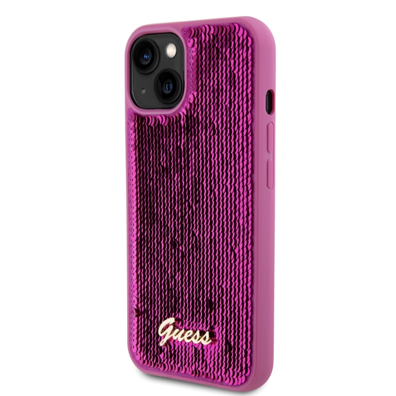 Guess Sequin Script Logo Zadný Kryt pre iPhone 13 Magenta