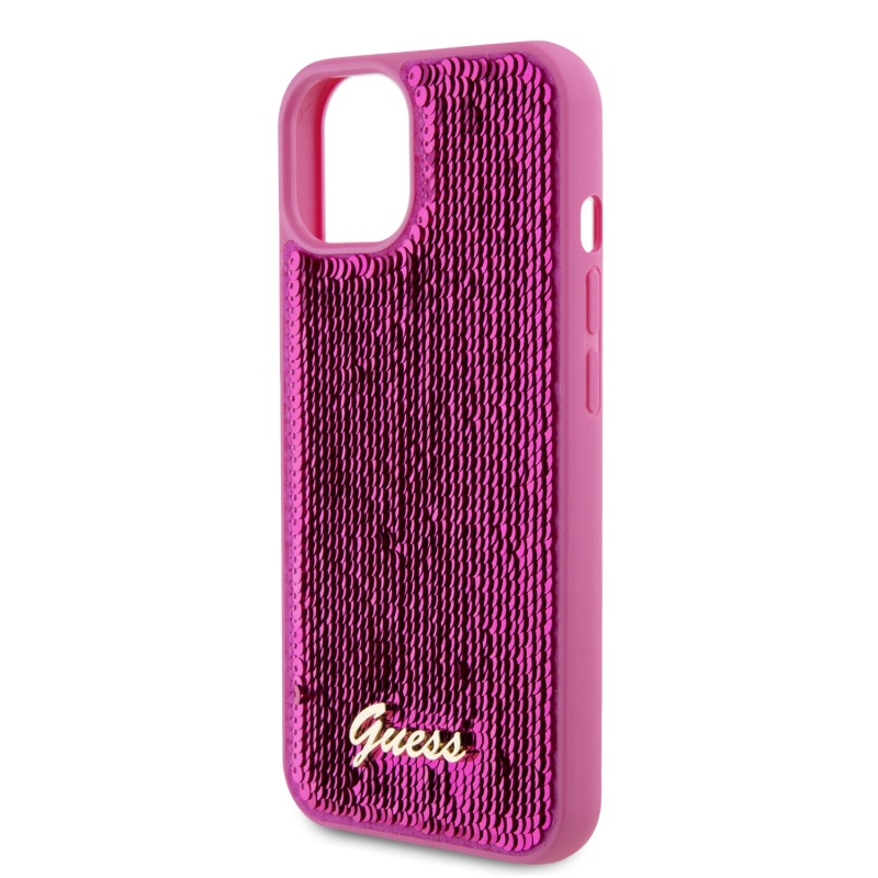 Guess Sequin Script Logo Zadný Kryt pre iPhone 13 Magenta