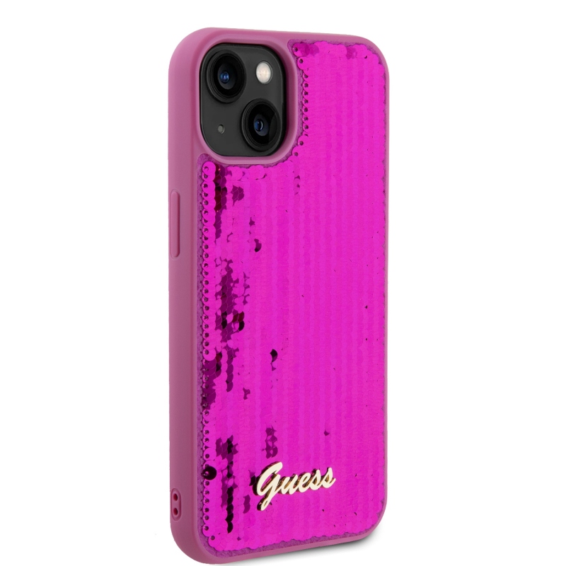 Guess Sequin Script Logo Zadný Kryt pre iPhone 13 Magenta