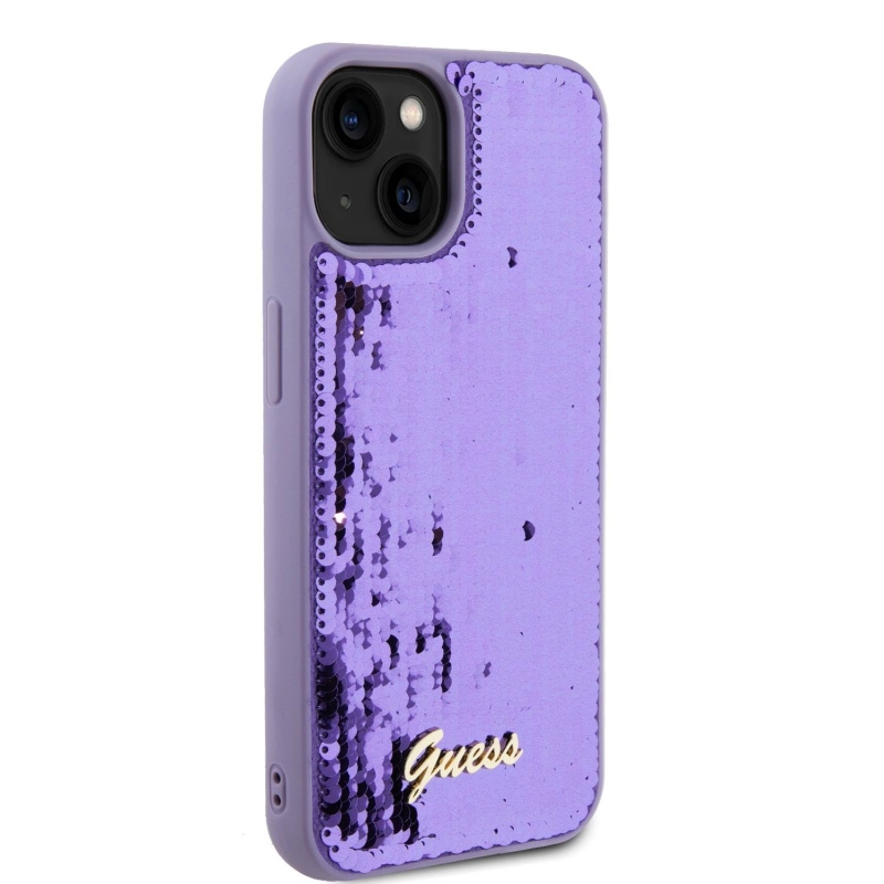 Guess Sequin Script Logo Zadný Kryt pre iPhone 13 Purple