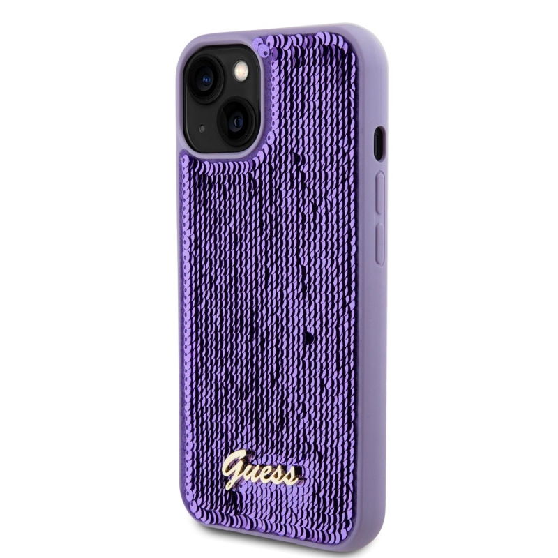 Guess Sequin Script Logo Zadný Kryt pre iPhone 13 Purple