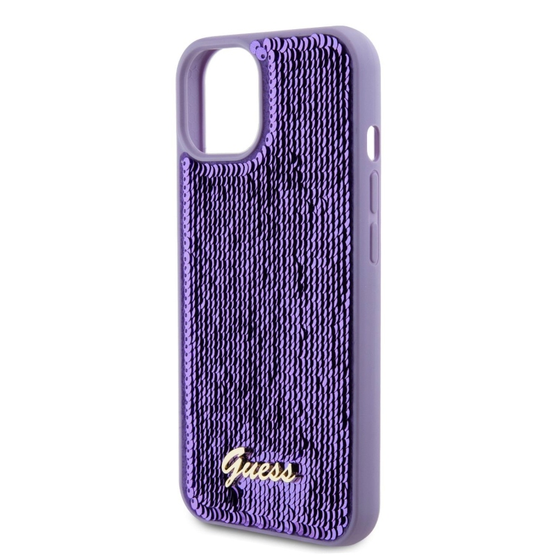 Guess Sequin Script Logo Zadný Kryt pre iPhone 13 Purple