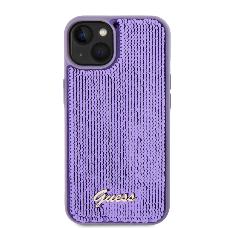 Guess Sequin Script Logo Zadný Kryt pre iPhone 13 Purple