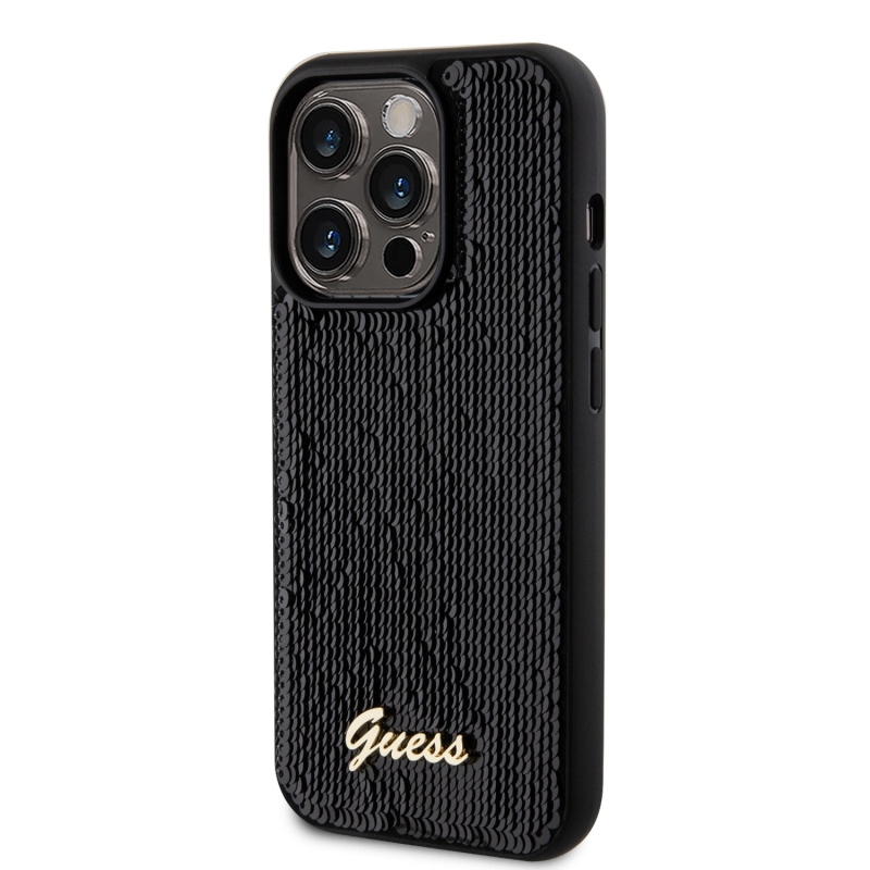 Guess Sequin Script Logo Zadný Kryt pre iPhone 14 Pro Black