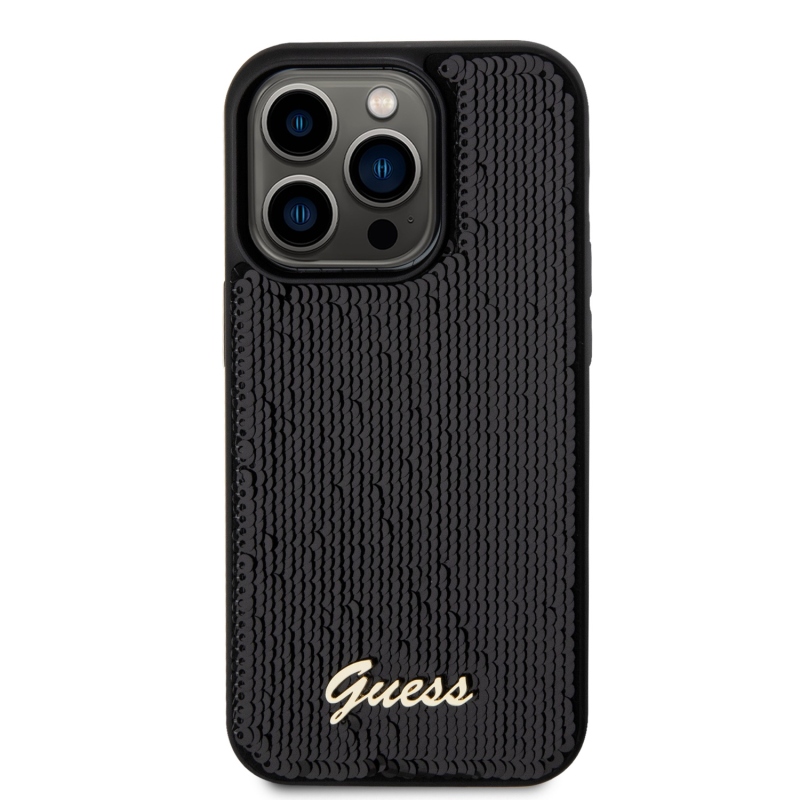 Guess Sequin Script Logo Zadný Kryt pre iPhone 14 Pro Black