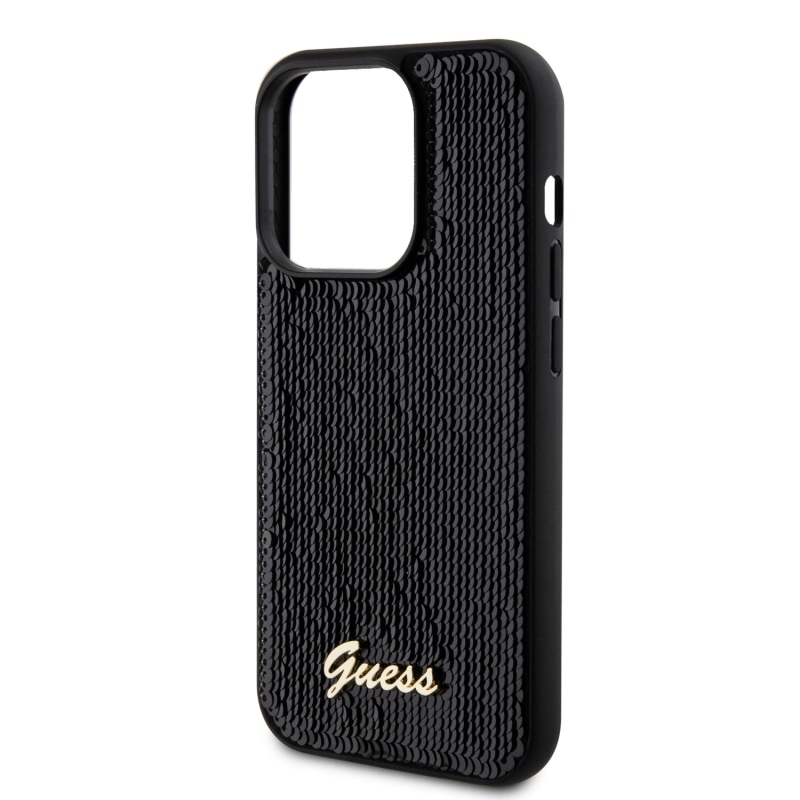 Guess Sequin Script Logo Zadný Kryt pre iPhone 14 Pro Black