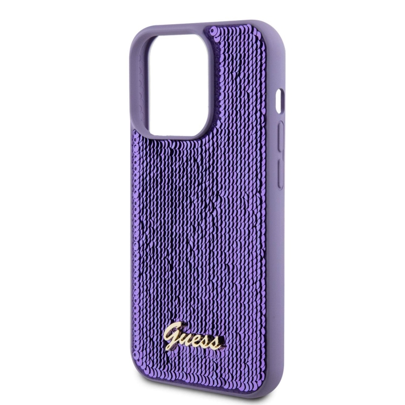 Guess Sequin Script Logo Zadný Kryt pre iPhone 14 Pro Max Purple