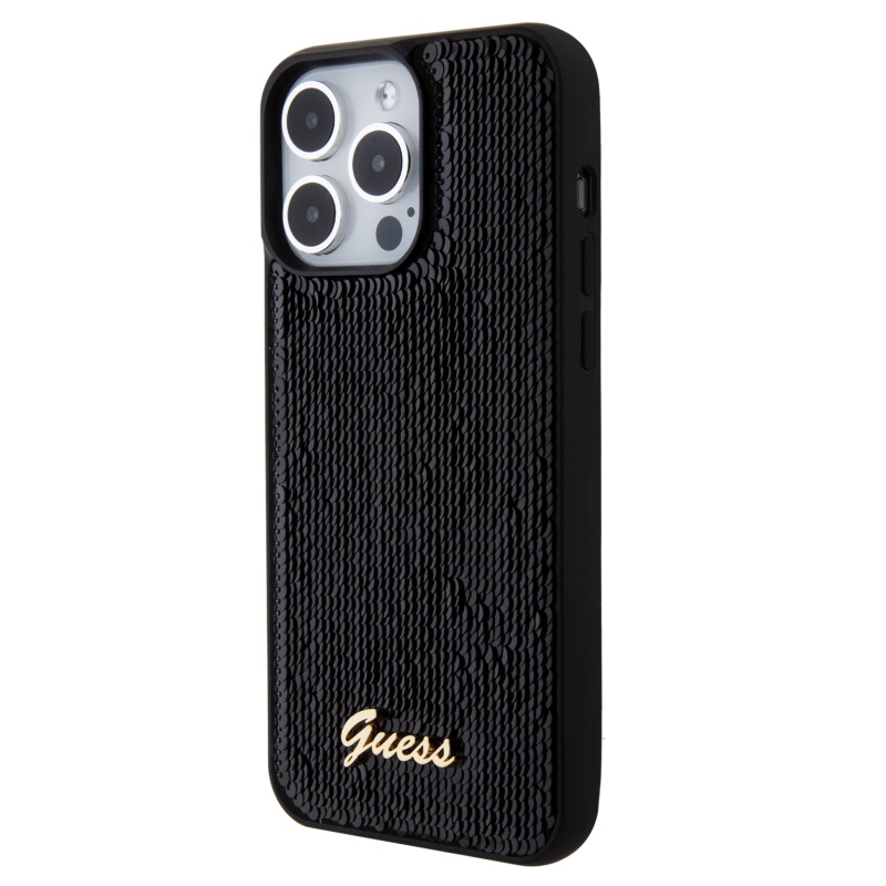 Guess Sequin Script Logo Zadný Kryt pre iPhone 15 Pro Black