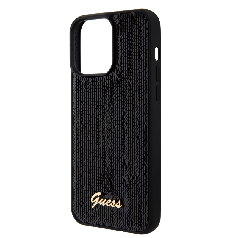 Guess Sequin Script Logo Zadný Kryt pre iPhone 15 Pro Black