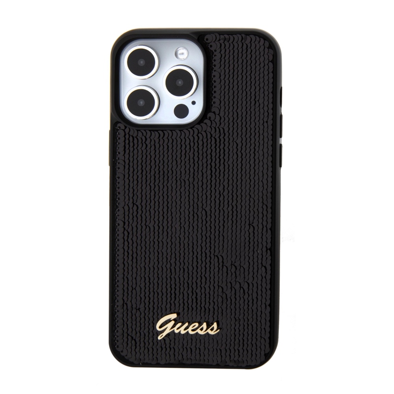 Guess Sequin Script Logo Zadný Kryt pre iPhone 15 Pro Black